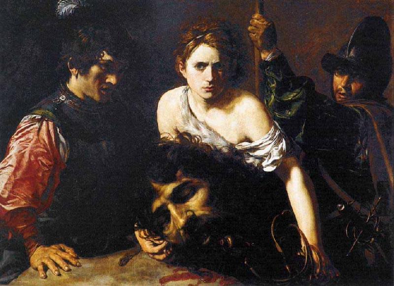 VALENTIN DE BOULOGNE David with the Head of Goliath and Two Soldiers France oil painting art